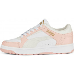 ZAPATILLA PUMA REBOUND JOY LOW WHITE-GRAY-ROSE DUST-GOLD