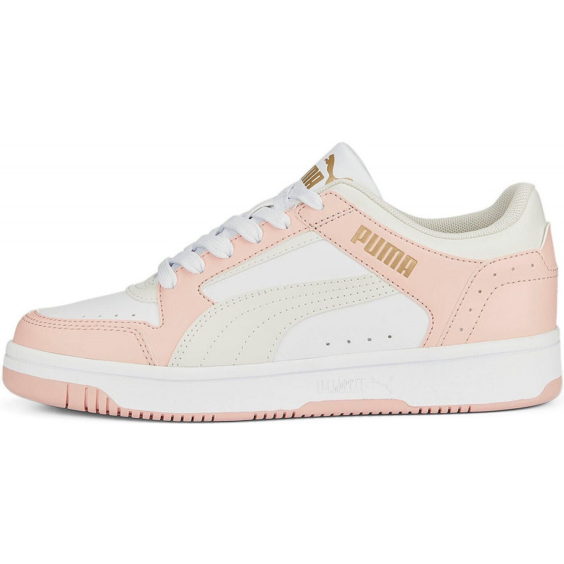 ZAPATILLA PUMA REBOUND JOY LOW WHITE-GRAY-ROSE DUST-GOLD