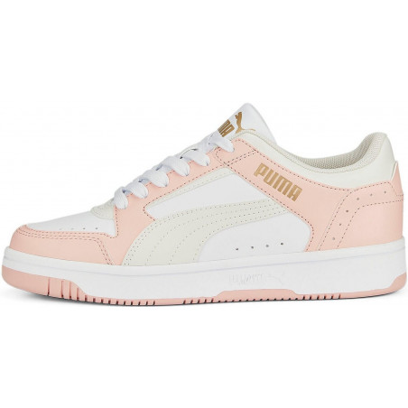 ZAPATILLA PUMA REBOUND JOY LOW WHITE-GRAY-ROSE DUST-GOLD