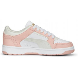 ZAPATILLA PUMA REBOUND JOY LOW WHITE-GRAY-ROSE DUST-GOLD