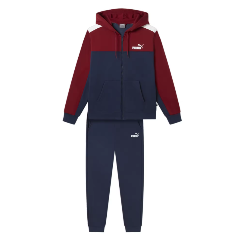 ESS+Colorblock Tracksuit puma navy-intense red